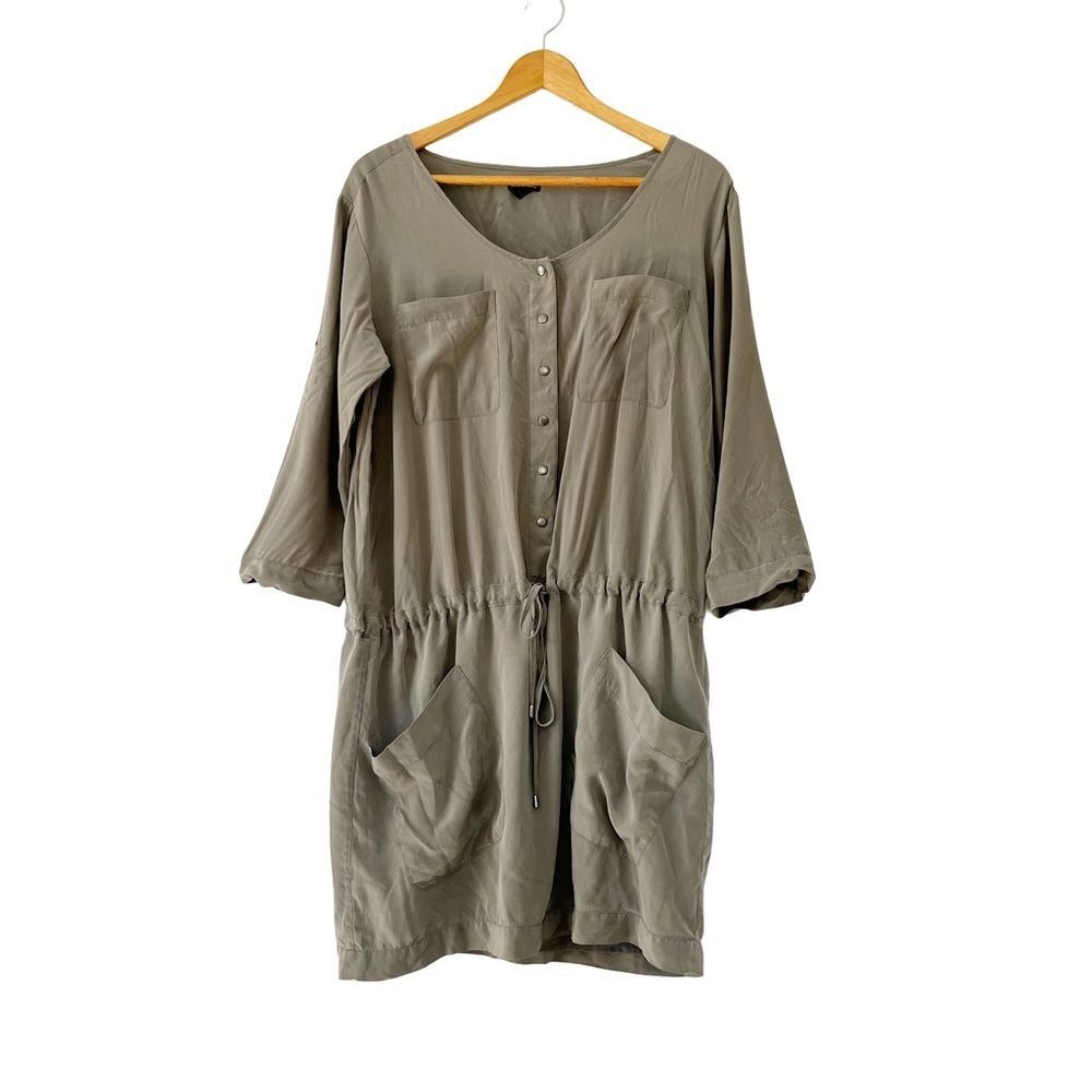 Club Monaco Olive Green Mini Shirt Dress - Picture 3 of 14